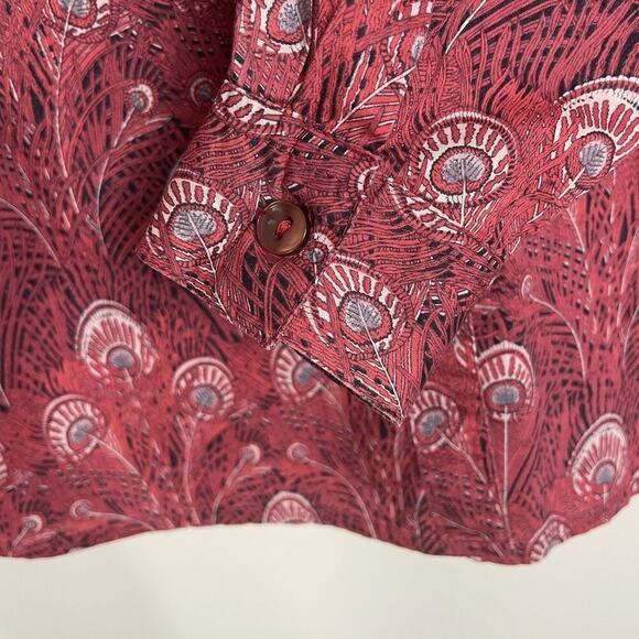 Liberty Of London Blouse Shirt UK 10 (Fits US 4) Red Peacock Feather Classic - Picture 6 of 10